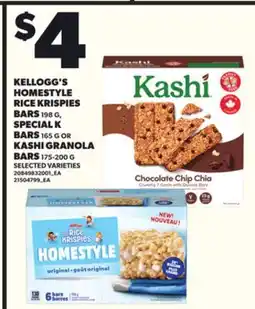 Loblaws KELLOGG'S HOMESTYLE RICE KRISPIES BARS, 198G SPECIAL K BARS 165G OR KASHI GRANOLA BARS 175-200G offer