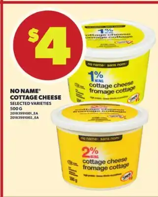 Loblaws NO NAME COTTAGE CHEESE, 500G offer