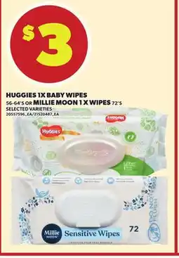 Loblaws HUGGIES 1X BABY WIPES 56-64'S OR MILLIE MOON 1X WIPES 72'S offer