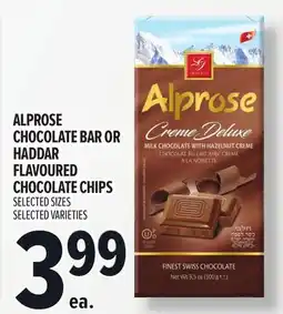 Metro ALPROSE CHOCOLATE BAR OR HADDAR FLAVOURED CHOCOLATE CHIPS offer