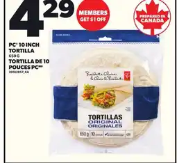 Independent Grocer PC 10 INCH TORTILLA, 650 G offer