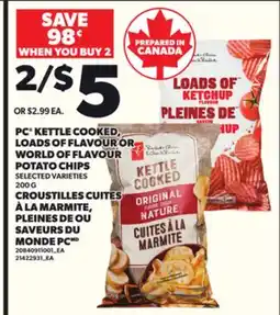 Independent Grocer PC KETTLE COOKED, LOADS OF FLAVOUR OR WORLD OF FLAVOUR POTATO CHIPS, 200 G offer