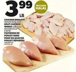 Independent Grocer CHICKEN BREASTS SKINLESS BONE-IN OR SPLIT CHICKEN WINGS offer