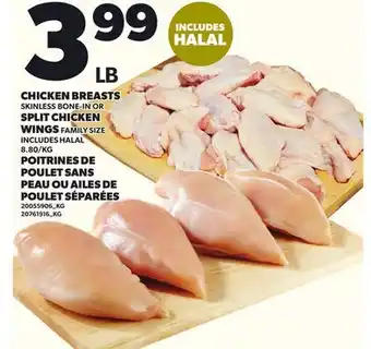 Independent Grocer CHICKEN BREASTS SKINLESS BONE-IN OR SPLIT CHICKEN WINGS offer