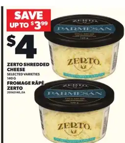 Independent Grocer ZERTO SHREDDED CHEESE, 140 G offer