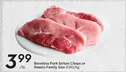 Sobeys Boneless Pork Sirloin Chops or Roasts Family Size offer