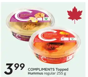 Sobeys COMPLIMENTS Topped Hummus offer