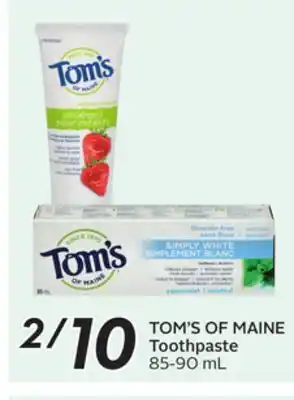 Sobeys TOM'S OF MAINE Toothpaste offer