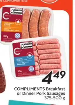 Sobeys COMPLIMENTS Breakfast or Dinner Pork Sausages offer