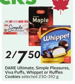 Sobeys DARE Ultimate, Simple Pleasures, Viva Puffs, Whippet or Ruffles Cookies offer