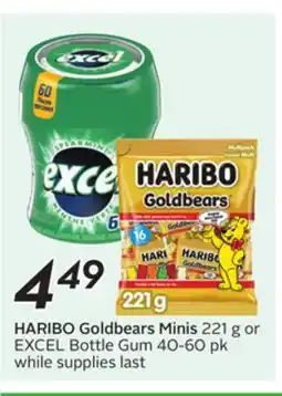 Sobeys HARIBO Goldbears Minis 221 g or EXCEL Bottle Gum 40-60 pk offer