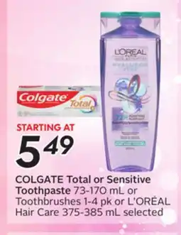 Sobeys COLGATE Total or Sensitive Toothpaste offer