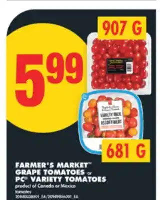 No Frills FARMER'S MARKET GRAPE TOMATOES, 907 G OR PC VARIETY TOMATOES, 681 G offer