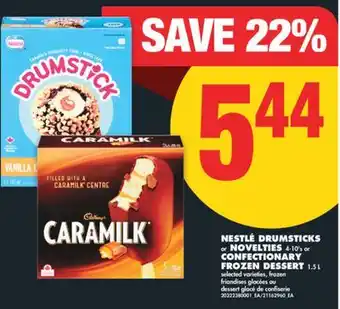 No Frills NESTLÉ DRUMSTICKS OR NOVELTIES, 4-10' S OR CONFECTIONARY FROZEN DESSERT, 1.5 L offer