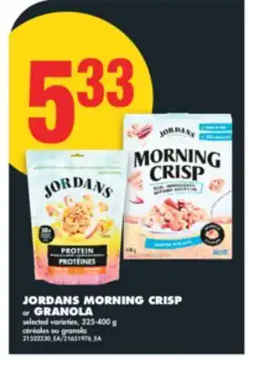 No Frills JORDANS MORNING CRISP OR GRANOLA, 325-400 G offer