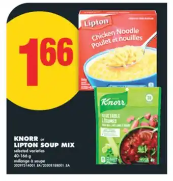 No Frills KNORR OR LIPTON SOUP MIX, 40-166 G offer