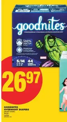 No Frills GOODNITES OVERNIGHT DIAPERS, 28-44' S offer