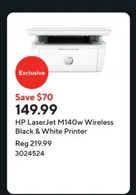 Staples HP LaserJet M140w Wireless Black & White Printer offer