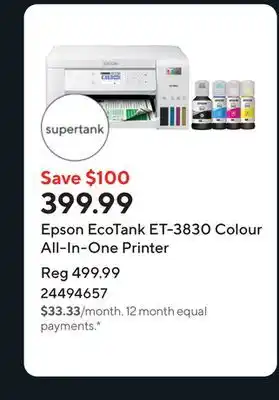 Staples Epson EcoTank ET-3830 Colour All-In-One Printer offer