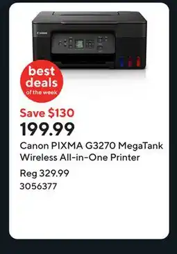 Staples Canon PIXMA G3270 MegaTank Wireless All-in-One Printer offer