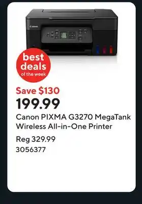 Staples Canon PIXMA G3270 MegaTank Wireless All-in-One Printer offer