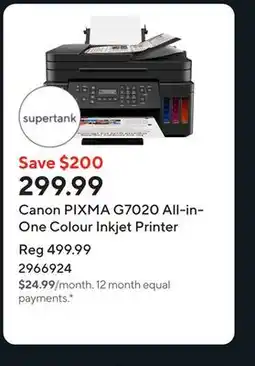 Staples Canon PIXMA G7020 All-in-One Colour Inkjet Printer offer