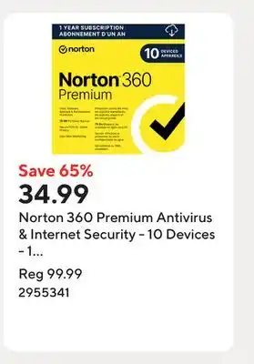 Staples Norton 360 Premium Antivirus & Internet Security - 10 Devices - 1 Year Subscription offer