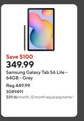 Staples Samsung Galaxy Tab S6 Lite - 64GB - Grey offer