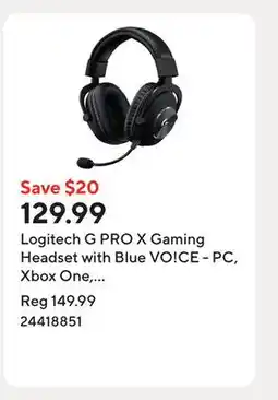 Staples Logitech G PRO X Gaming Headset with Blue VO!CE - PC, Xbox One, PS5, PS4, Nintendo Switch - Black offer