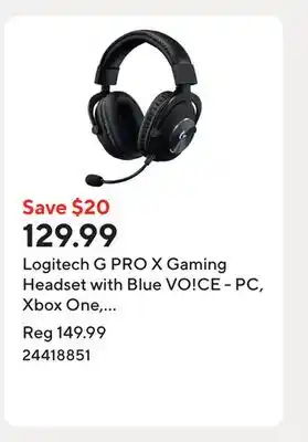 Staples Logitech G PRO X Gaming Headset with Blue VO!CE - PC, Xbox One, PS5, PS4, Nintendo Switch - Black offer