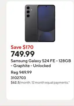 Staples Samsung Galaxy S24 FE - 128GB - Graphite - Unlocked offer