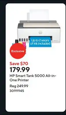 Staples HP Smart Tank 5000 All-in-One Printer offer