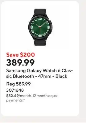 Staples Samsung Galaxy Watch 6 Classic Bluetooth - 47mm - Black offer