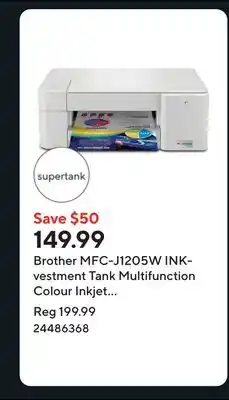 Staples Brother MFC-J1205W INKvestment Tank Multifunction Colour Inkjet Printer offer