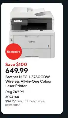 Staples Brother MFC-L3780CDW Wireless All-in-One Colour Laser Printer offer