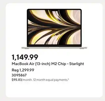 Staples MacBook Air (13-inch) M2 Chip - Starlight offer