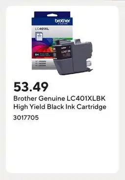 Staples Brother Genuine LC401XLBK High Yield Black Ink Cartridge offer