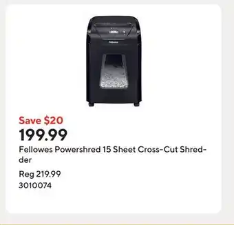 Staples Fellowes Powershred 15 Sheet Cross-Cut Shredder offer