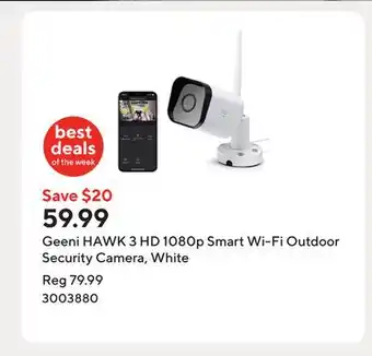 Staples Geeni HAWK 3 HD 1080p Smart Wi-Fi Outdoor Security Camera, White offer