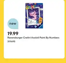 Staples Ravensburger CreArt Axolotl Paint By Numbers offer