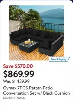 Walmart Gymax 7PCS Rattan Patio Conversation Set w/ Black Cushion offer