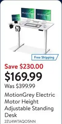 Walmart MotionGrey Electric Motor Height Adjustable Standing Desk offer