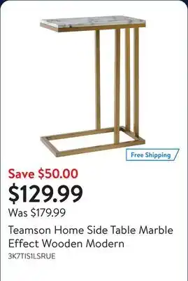 Walmart Teamson Home Side Table Marble Effect Wooden Modern offer