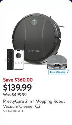 Walmart PrettyCare 2 in 1 Mopping Robot Vacuum Cleaner C2 offer