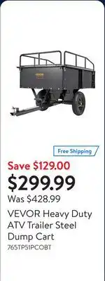 Walmart VEVOR Heavy Duty ATV Trailer Steel Dump Cart offer