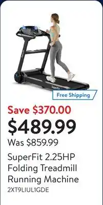 Walmart SuperFit 2.25HP Folding Treadmill Running Machine offer