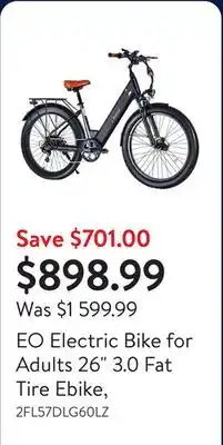 Walmart EO Electric Bike for Adults 26 3.0 Fat Tire Ebike offer