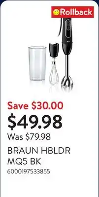 Walmart BRAUN HBLDR MQ5 BK offer