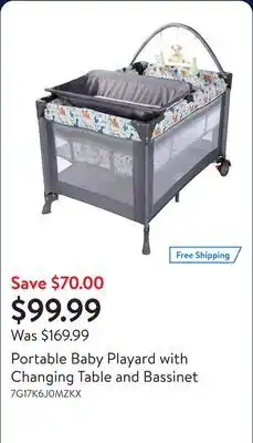 Walmart Portable Baby Playard with Changing Table and Bassinet offer