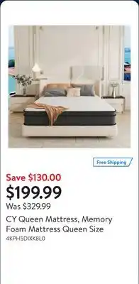 Walmart CY Queen Mattress, Memory Foam Mattress Queen Size offer